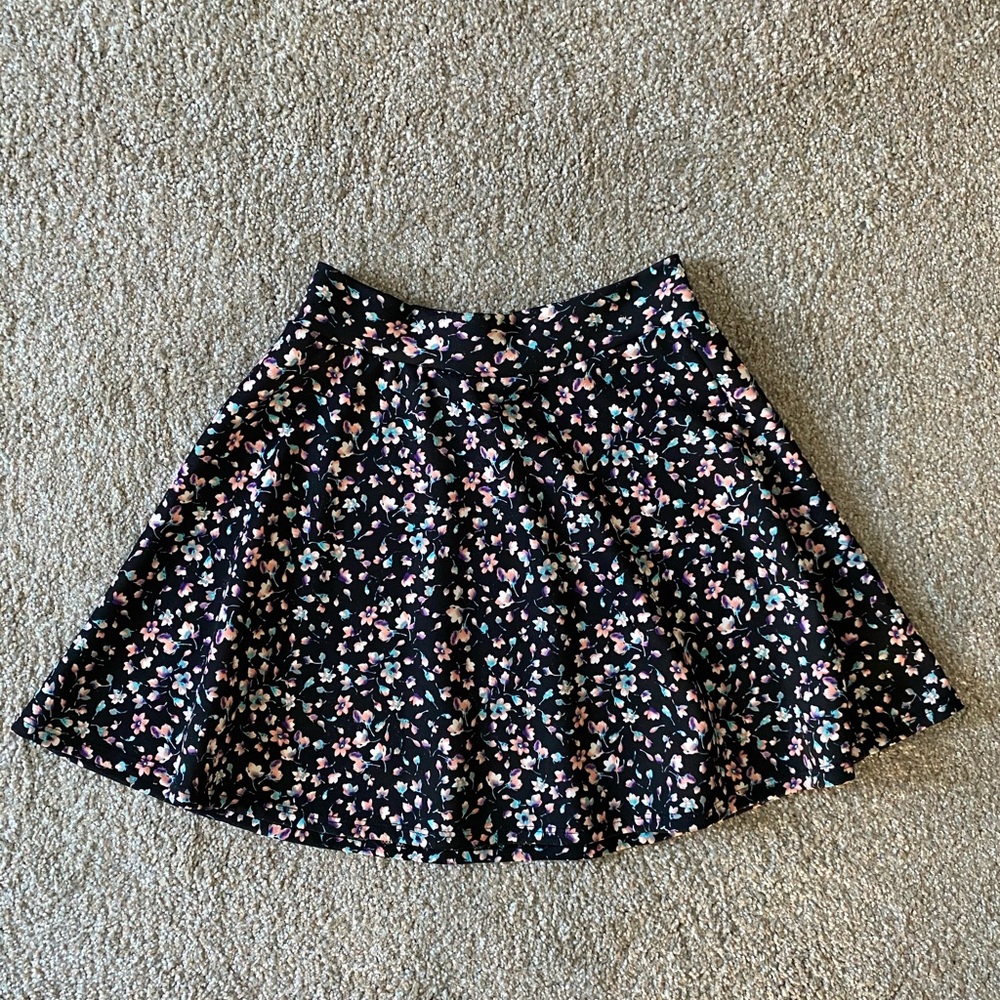 Black Skirt with Flower Print